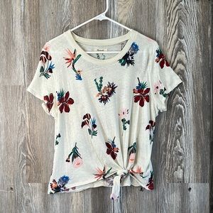 Madewell floral print top with tie, L
